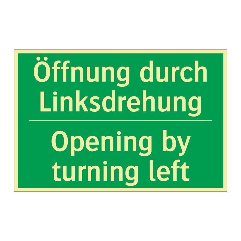 Öffnung durch Linksdrehung - Opening by turning left