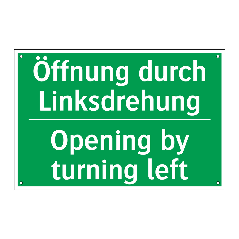 Öffnung durch Linksdrehung - Opening by turning left