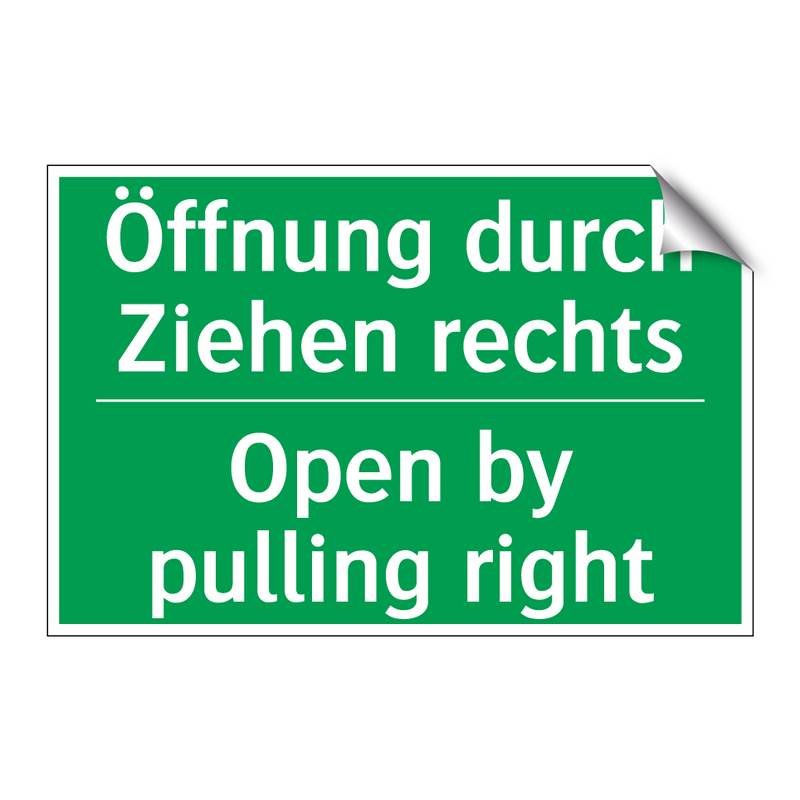 Öffnung durch Ziehen rechts - Open by pulling right