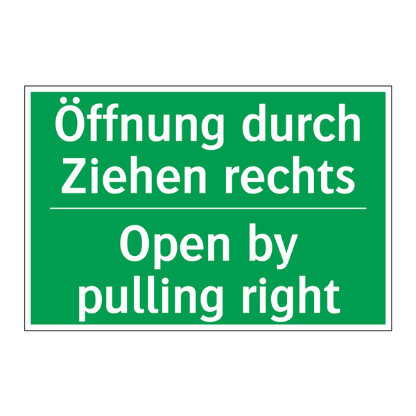 Öffnung durch Ziehen rechts - Open by pulling right