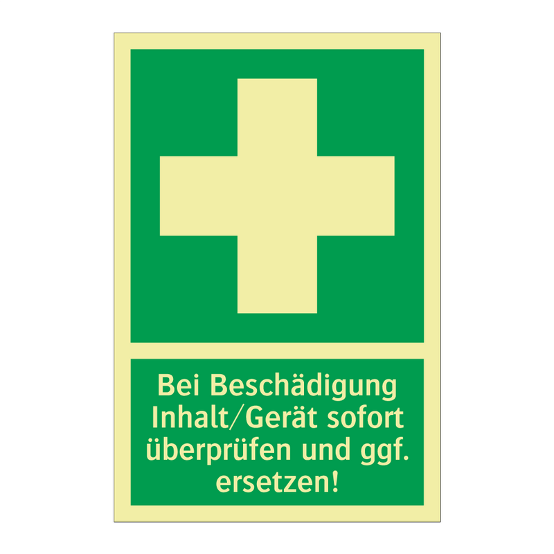 Bei Beschädigung Inhalt/Gerät sofort überprüfen und ggf. ersetzen!