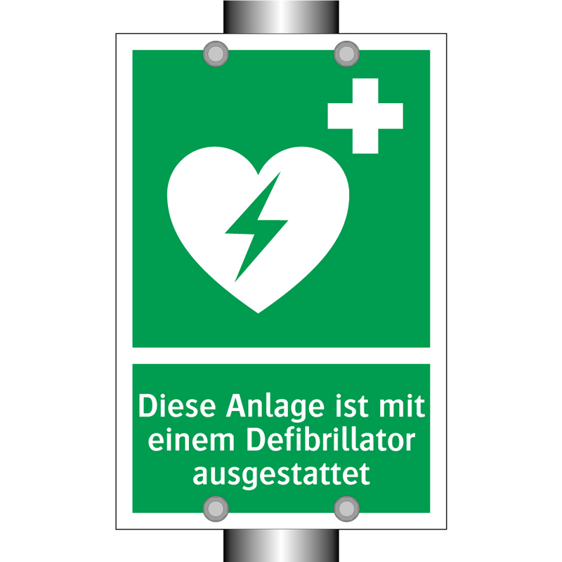 Diese Anlage ist mit einem Defibrillator ausgestattet