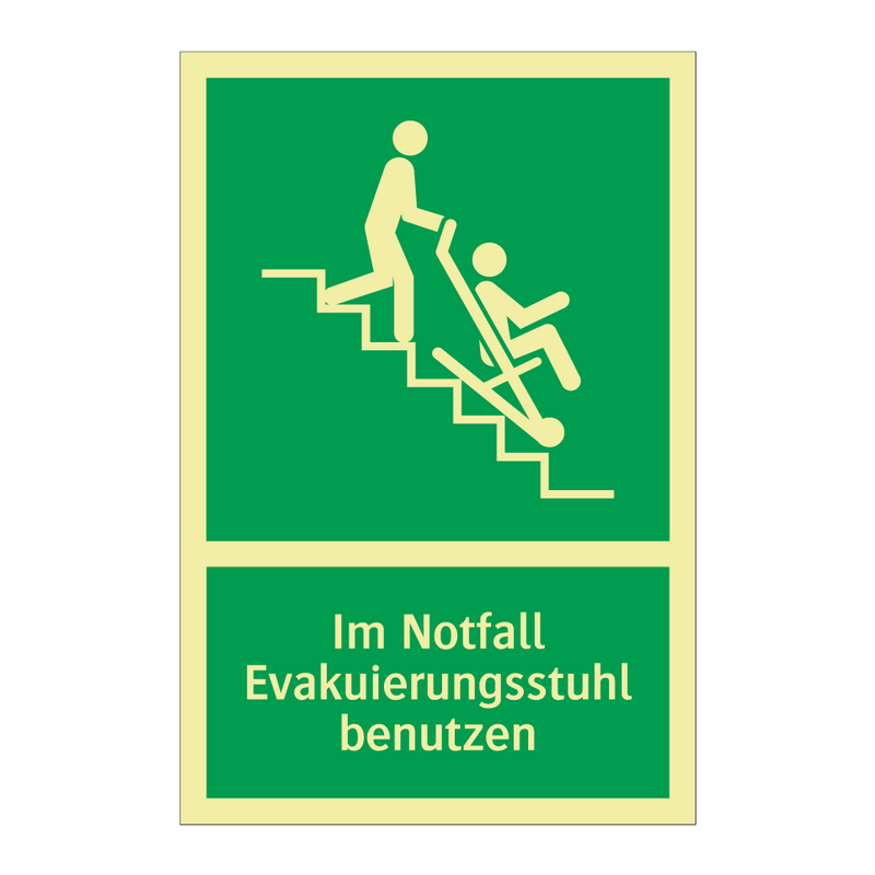 Im Notfall Evakuierungsstuhl benutzen