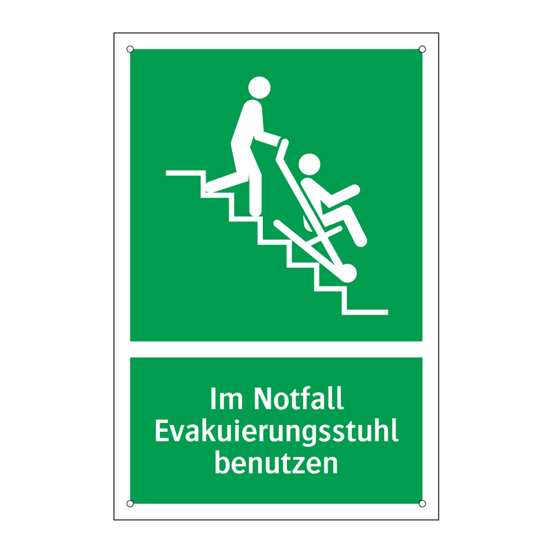 Im Notfall Evakuierungsstuhl benutzen