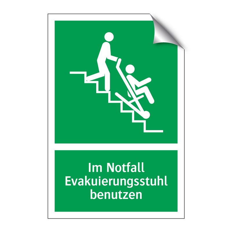 Im Notfall Evakuierungsstuhl benutzen