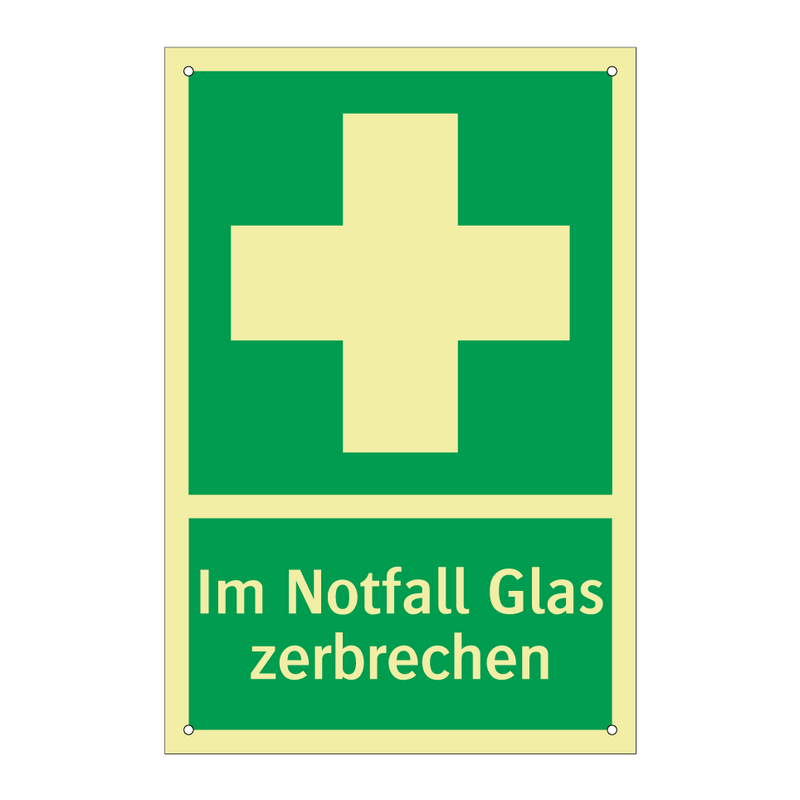 Im Notfall Glas zerbrechen