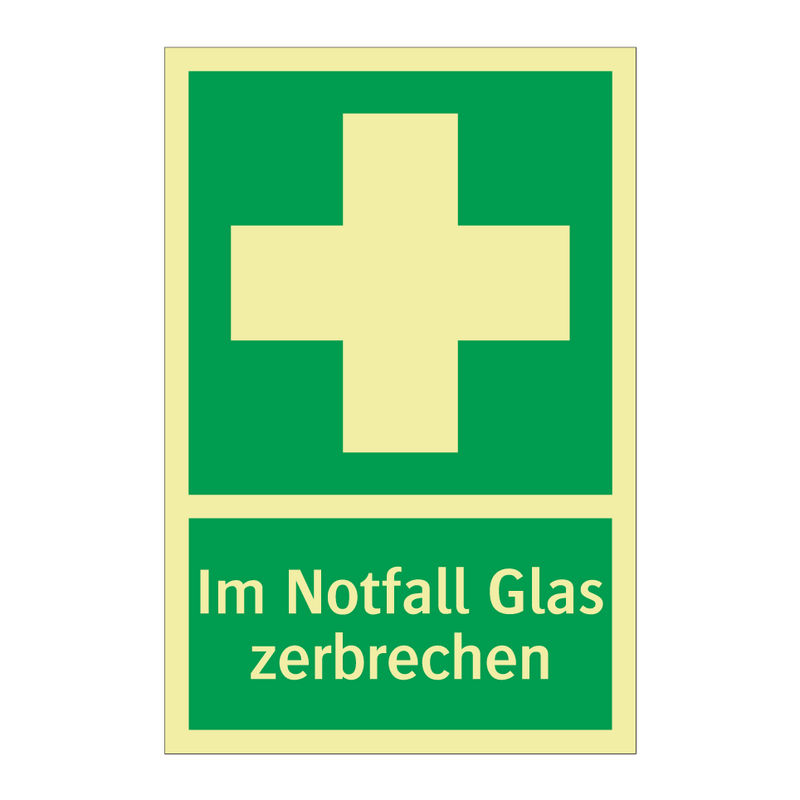 Im Notfall Glas zerbrechen