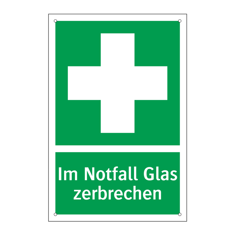 Im Notfall Glas zerbrechen