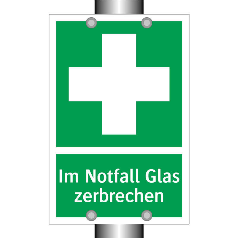 Im Notfall Glas zerbrechen