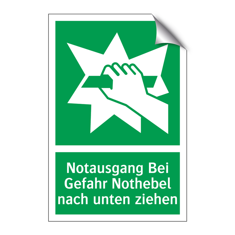 Notausgang Bei Gefahr Nothebel nach unten ziehen