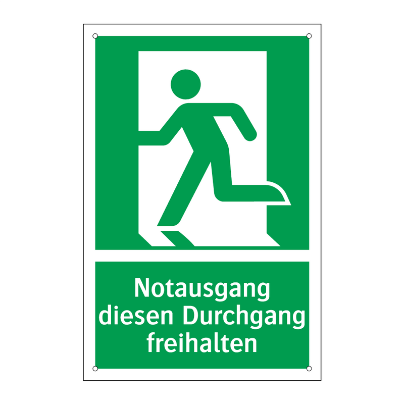 Notausgang diesen Durchgang freihalten