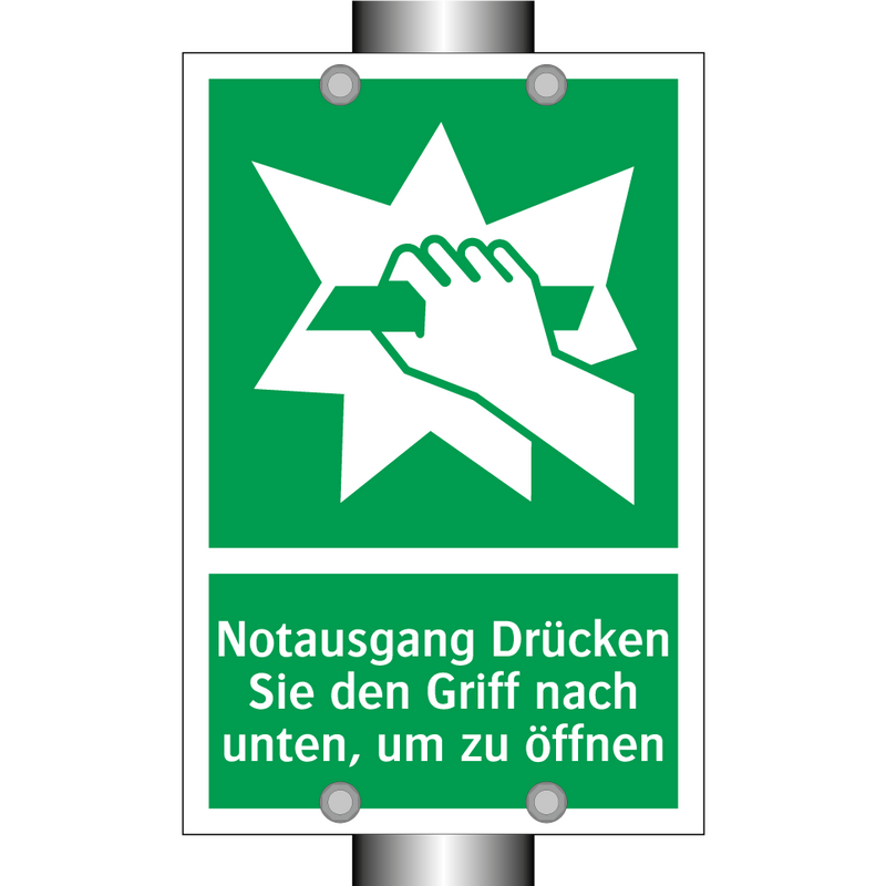 Notausgang Drücken Sie den Griff nach unten, um zu öffnen