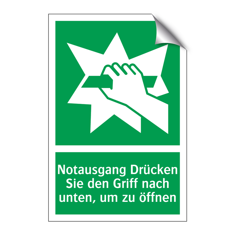 Notausgang Drücken Sie den Griff nach unten, um zu öffnen