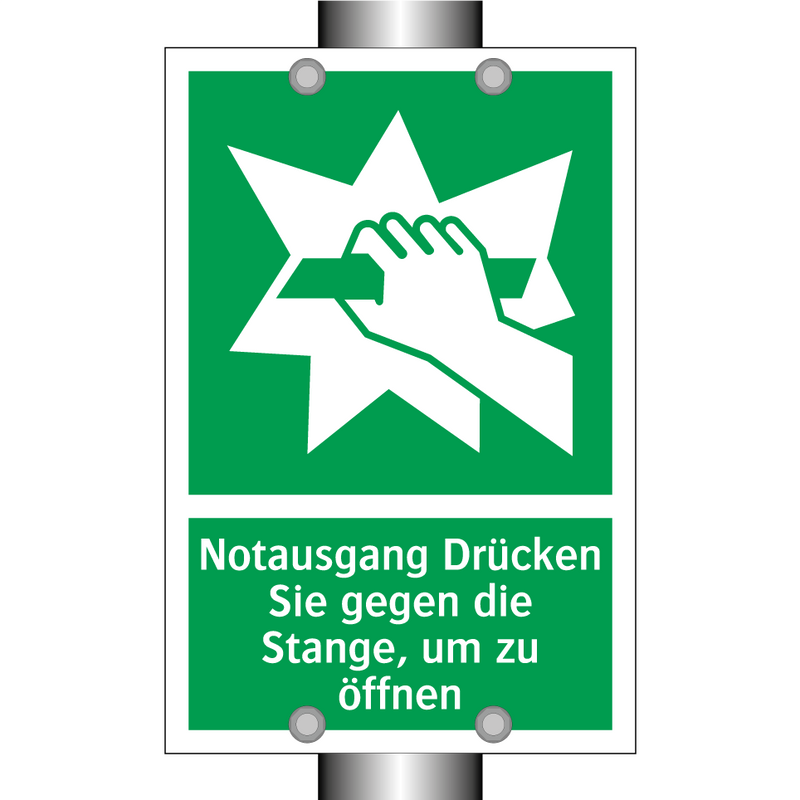 Notausgang Drücken Sie gegen die Stange, um zu öffnen