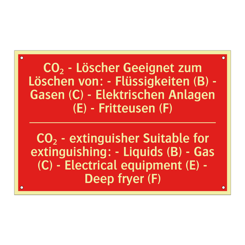 CO₂ - Löscher Geeignet zum Löschen /.../ - CO₂ - extinguisher Suitable for /.../