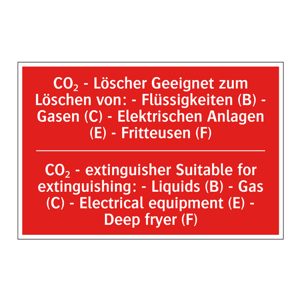 CO₂ - Löscher Geeignet zum Löschen /.../ - CO₂ - extinguisher Suitable for /.../