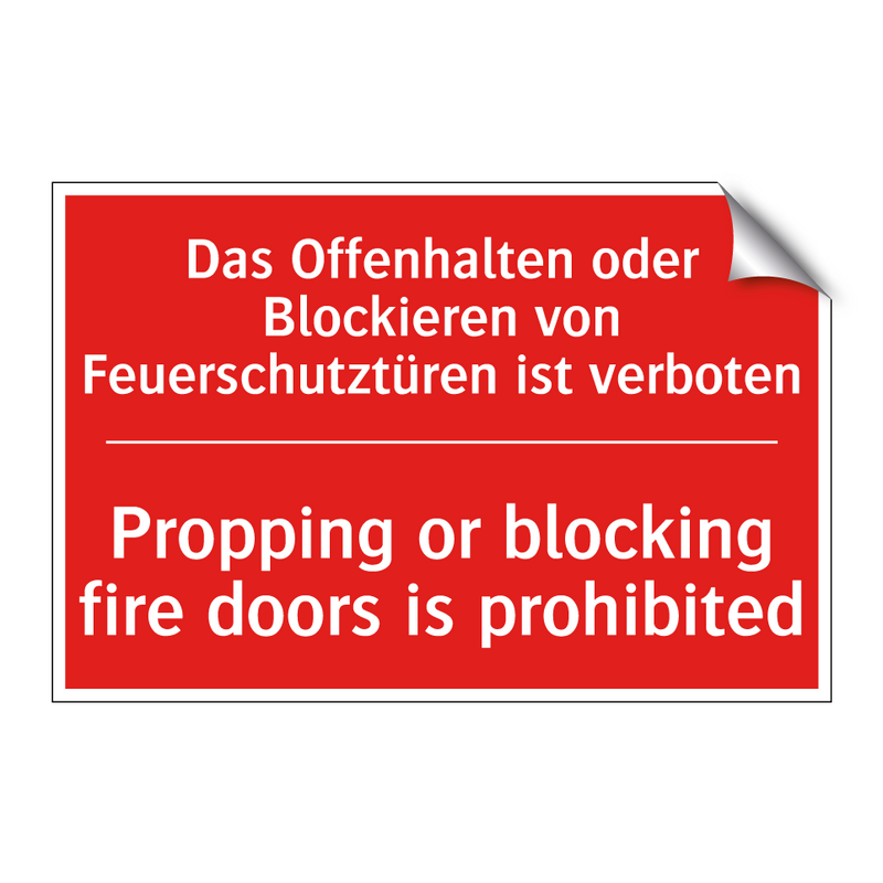 Das Offenhalten oder Blockieren /.../ - Propping or blocking fire doors /.../