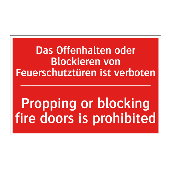 Das Offenhalten oder Blockieren /.../ - Propping or blocking fire doors /.../