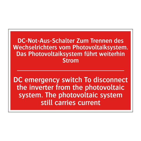 DC-Not-Aus-Schalter Zum Trennen /.../ - DC emergency switch To disconnect /.../