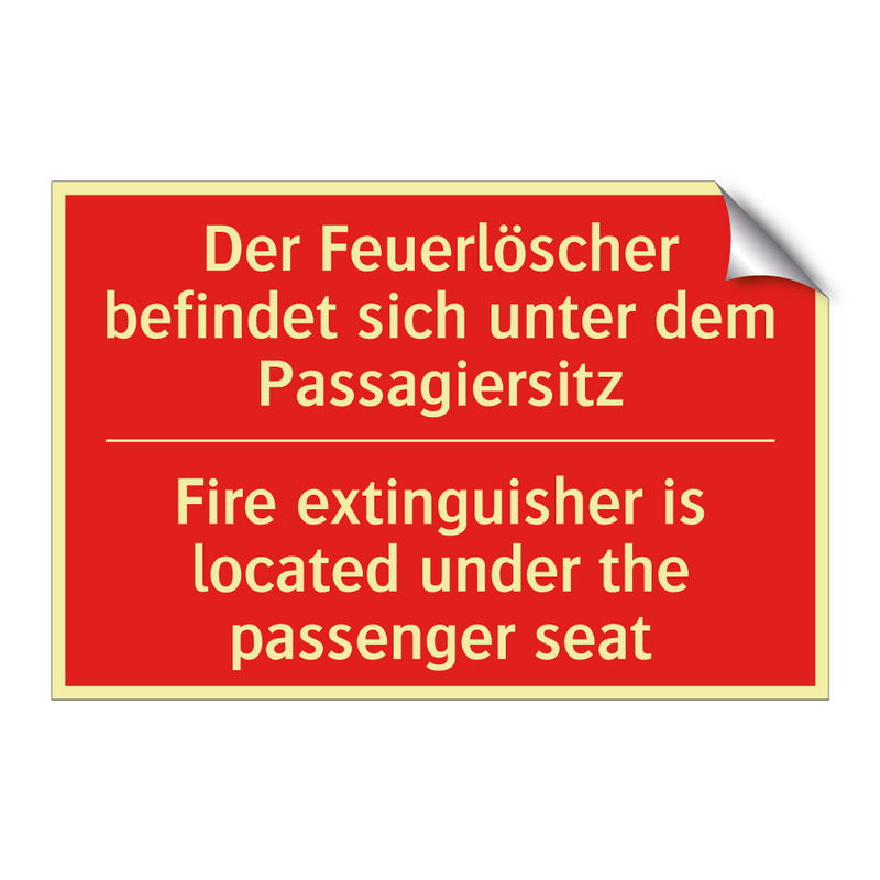 Der Feuerlöscher befindet sich /.../ - Fire extinguisher is located under /.../