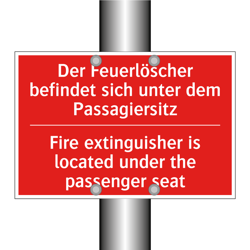 Der Feuerlöscher befindet sich /.../ - Fire extinguisher is located under /.../