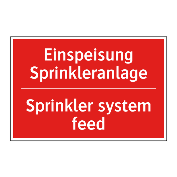 Einspeisung Sprinkleranlage - Sprinkler system feed