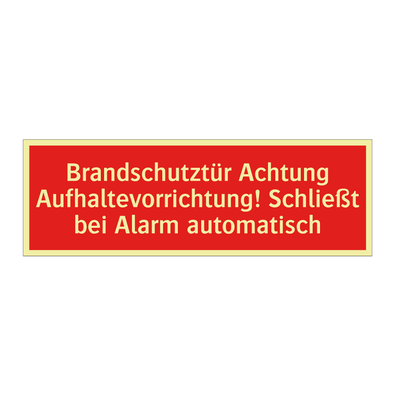 Brandschutztür Achtung Aufhaltevorrichtung! Schließt bei Alarm automatisch