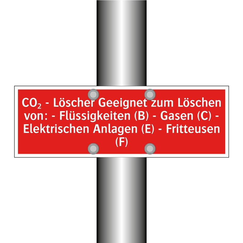 CO₂ - Löscher Geeignet zum Löschen von: - Flüssigkeiten (B) - Gasen (C) - Elektrischen Anlagen (E) - Fritteusen (F)