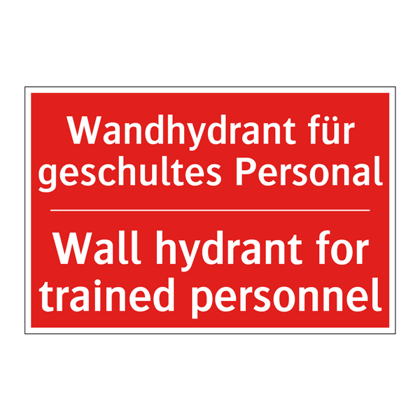 Wandhydrant für geschultes Personal/.../ - Wall hydrant for trained personnel/.../