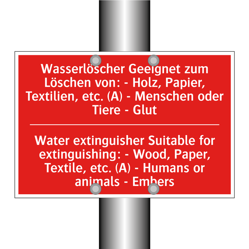 Wasserlöscher Geeignet zum Löschen /.../ - Water extinguisher Suitable for /.../