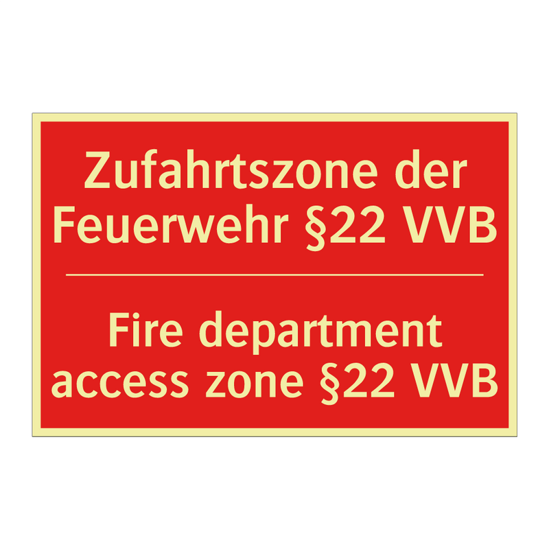 Zufahrtszone der Feuerwehr §22 /.../ - Fire department access zone §22 /.../