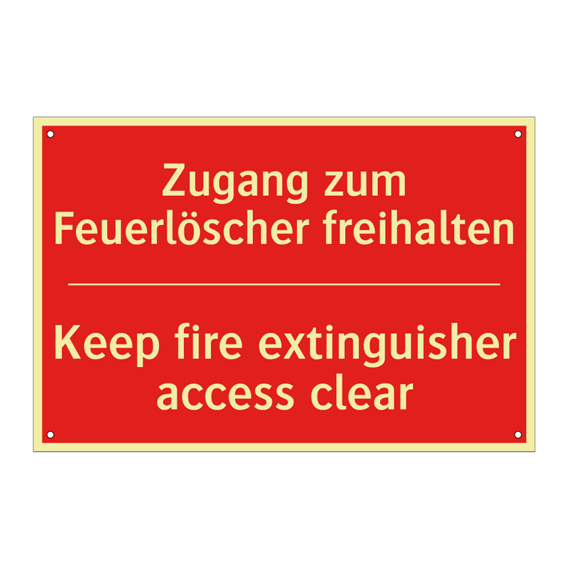 Zugang zum Feuerlöscher freihalten/.../ - Keep fire extinguisher access /.../