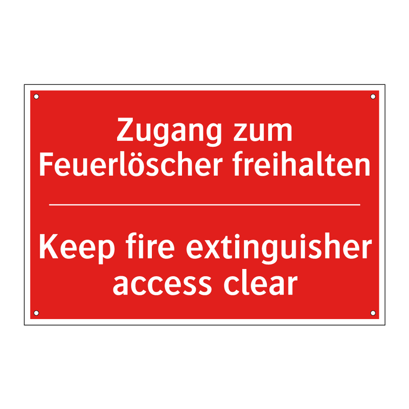 Zugang zum Feuerlöscher freihalten/.../ - Keep fire extinguisher access /.../