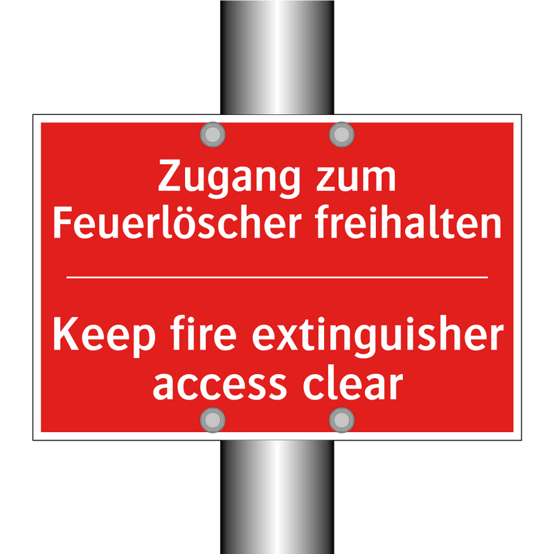 Zugang zum Feuerlöscher freihalten/.../ - Keep fire extinguisher access /.../