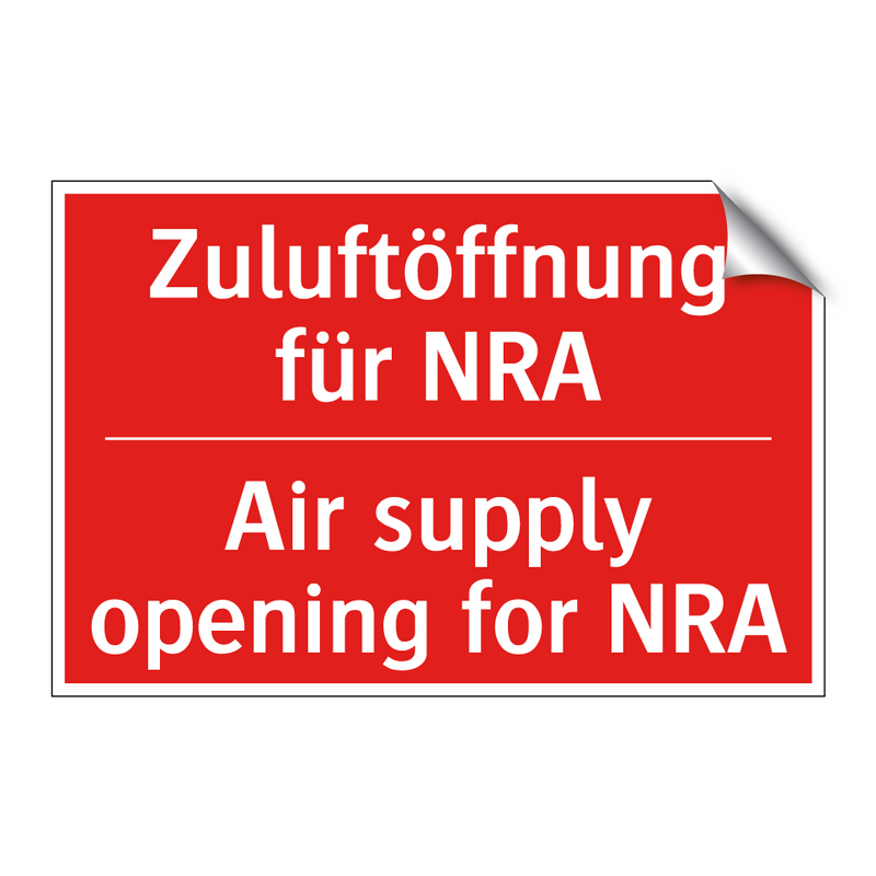 Zuluftöffnung für NRA - Air supply opening for NRA