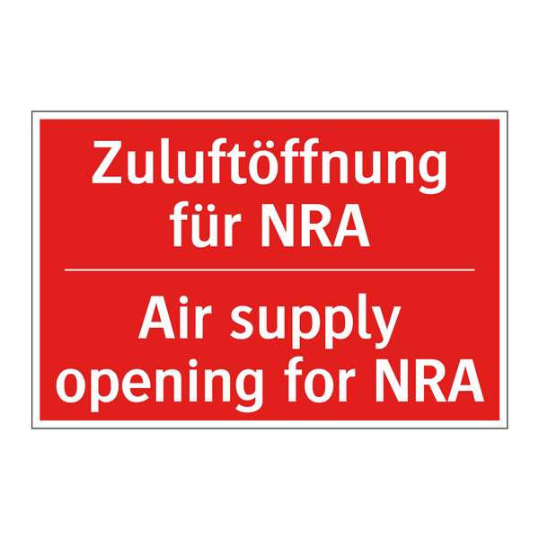 Zuluftöffnung für NRA - Air supply opening for NRA