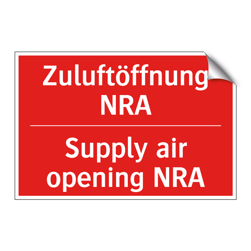 Zuluftöffnung NRA - Supply air opening NRA