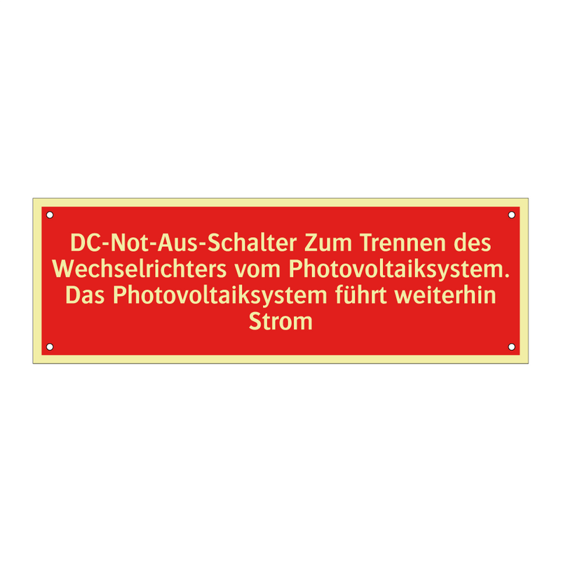 DC-Not-Aus-Schalter Zum Trennen des Wechselrichters vom Photovoltaiksystem. Das Photovoltaiksystem führt weiterhin Strom