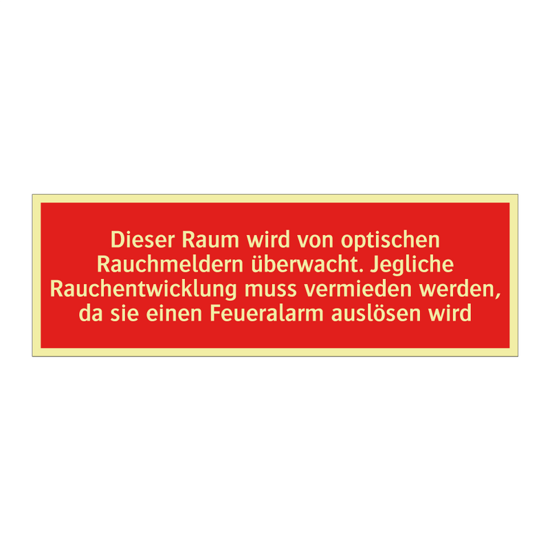 Dieser Raum wird von optischen Rauchmeldern überwacht. Jegliche Rauchentwicklung muss vermieden werden, da sie einen Feueralarm auslösen wird