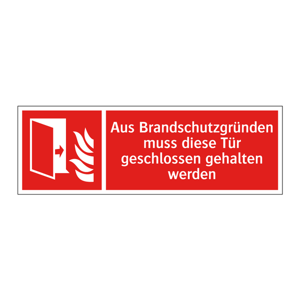 Aus Brandschutzgründen muss diese Tür geschlossen gehalten werden