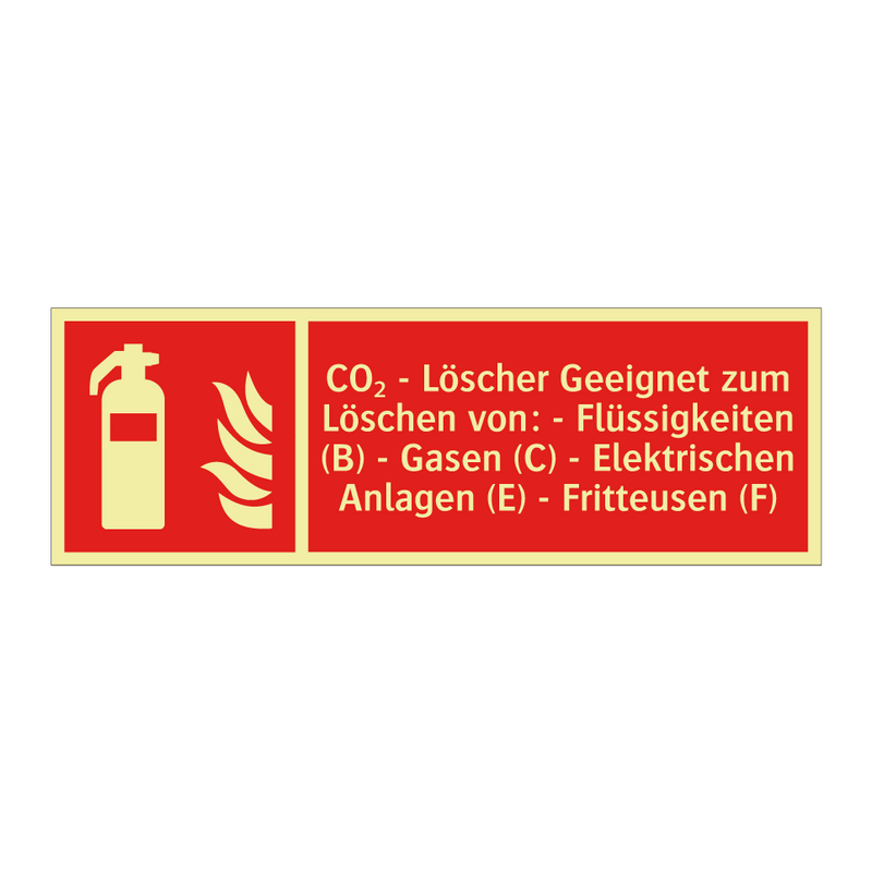 CO₂ - Löscher Geeignet zum Löschen von: - Flüssigkeiten (B) - Gasen (C) - Elektrischen Anlagen (E) - Fritteusen (F)