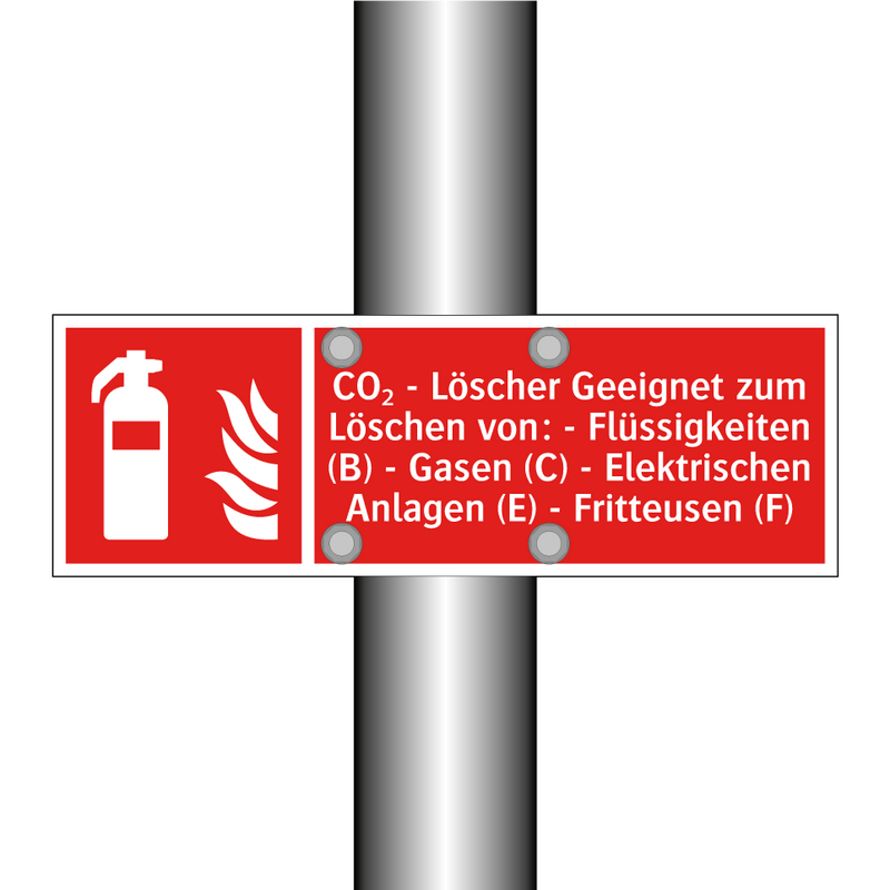 CO₂ - Löscher Geeignet zum Löschen von: - Flüssigkeiten (B) - Gasen (C) - Elektrischen Anlagen (E) - Fritteusen (F)