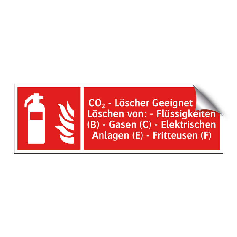 CO₂ - Löscher Geeignet zum Löschen von: - Flüssigkeiten (B) - Gasen (C) - Elektrischen Anlagen (E) - Fritteusen (F)