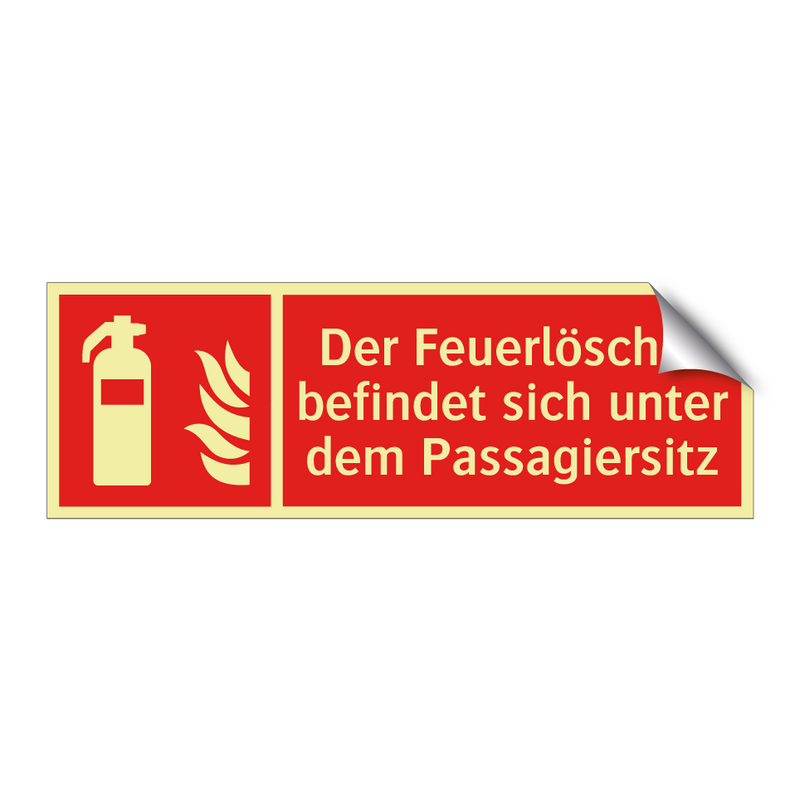 Der Feuerlöscher befindet sich unter dem Passagiersitz