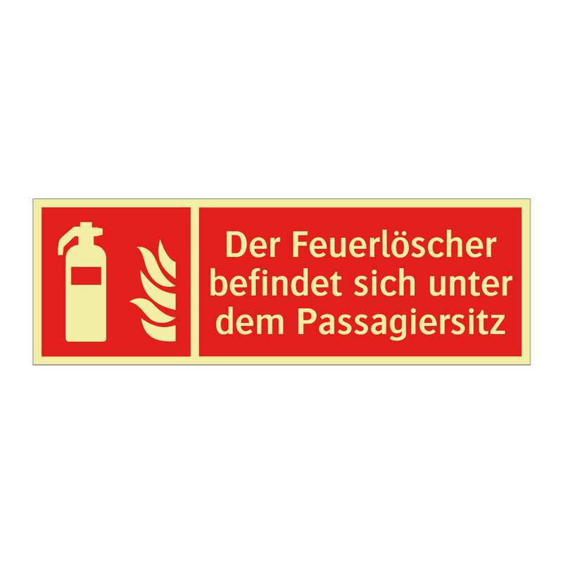 Der Feuerlöscher befindet sich unter dem Passagiersitz