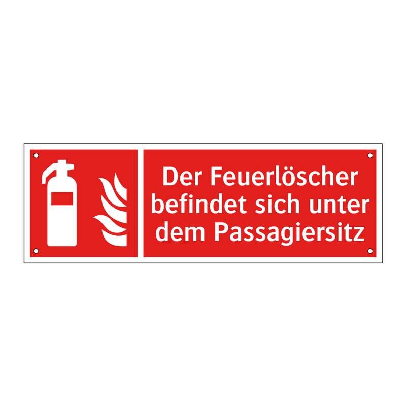 Der Feuerlöscher befindet sich unter dem Passagiersitz