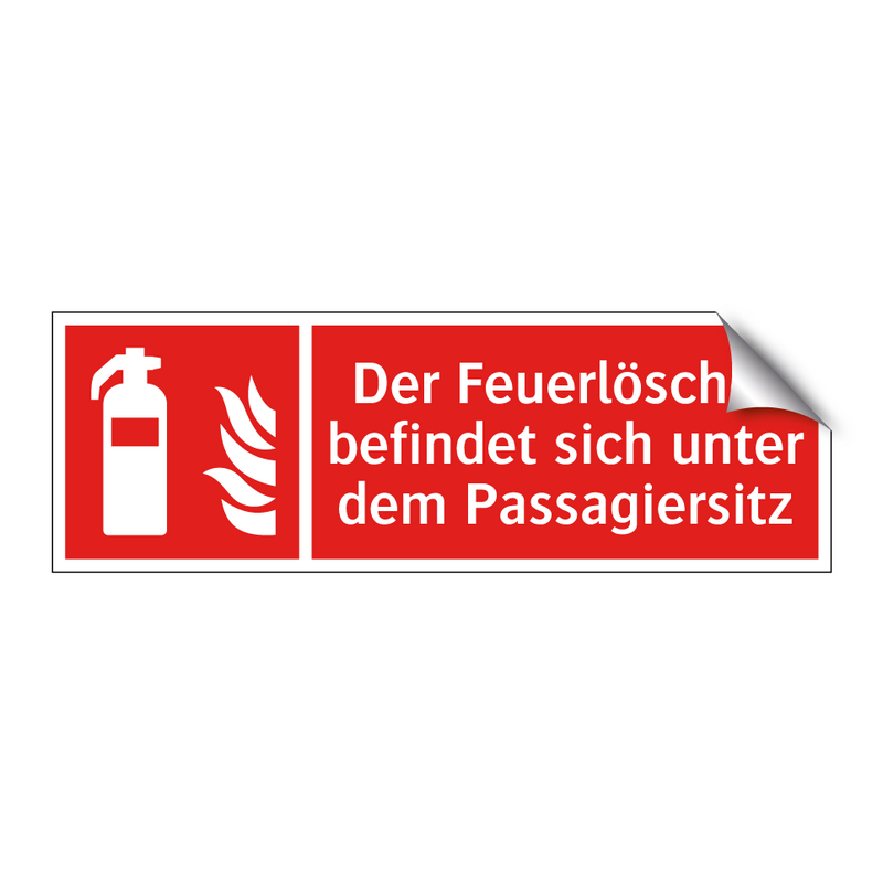 Der Feuerlöscher befindet sich unter dem Passagiersitz