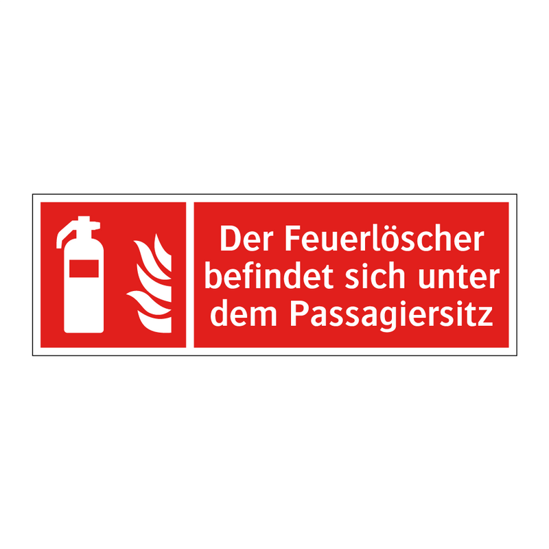 Der Feuerlöscher befindet sich unter dem Passagiersitz