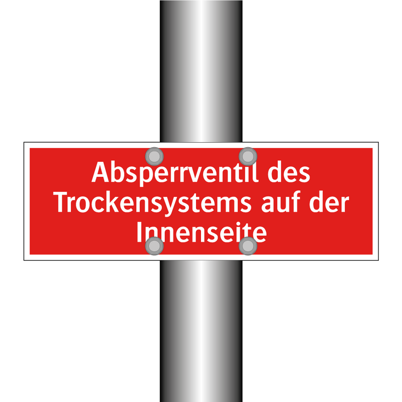 Absperrventil des Trockensystems auf der Innenseite