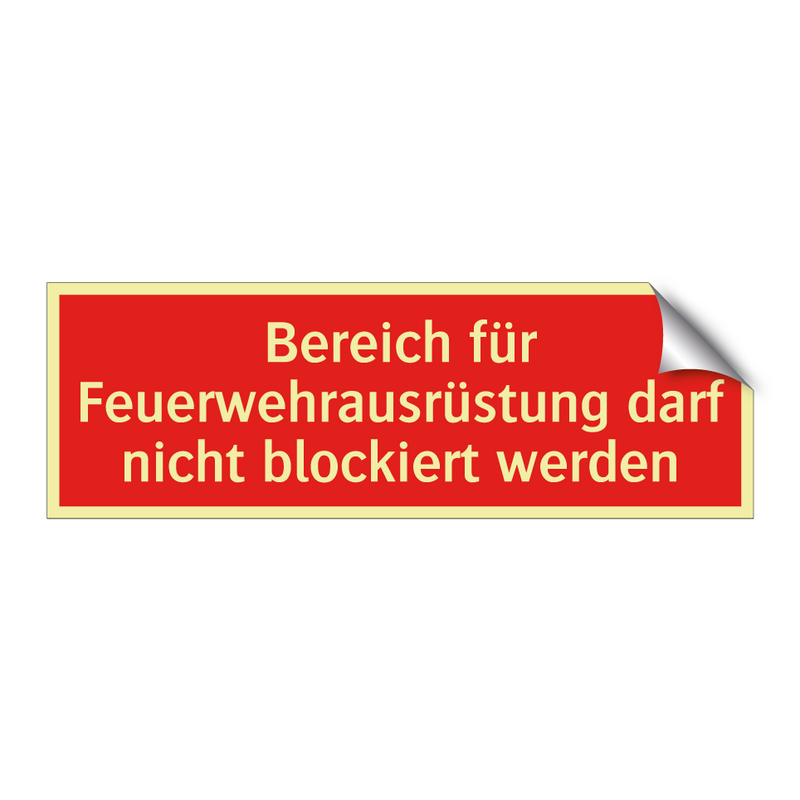 Bereich für Feuerwehrausrüstung darf nicht blockiert werden